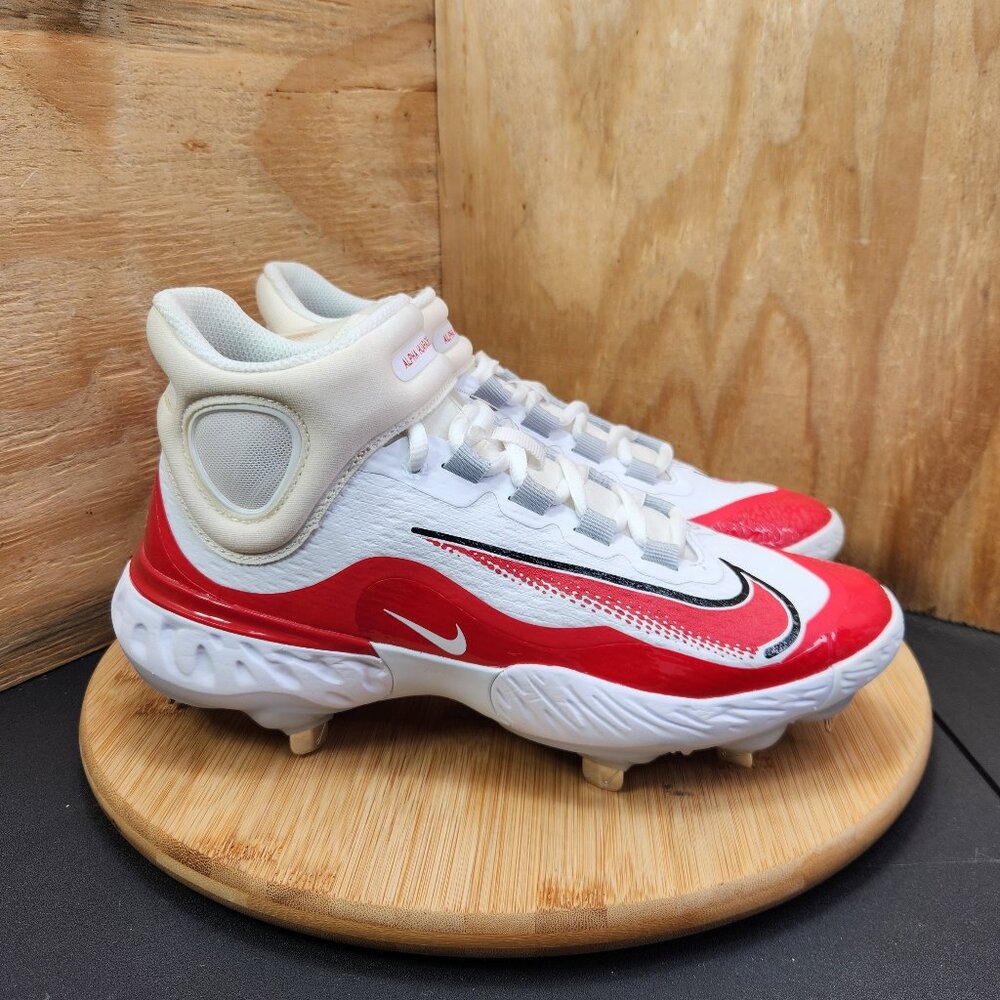 New Nike Alpha Huarache Elite 4 Mens White Mid Metal Baseball Cleats Size 7